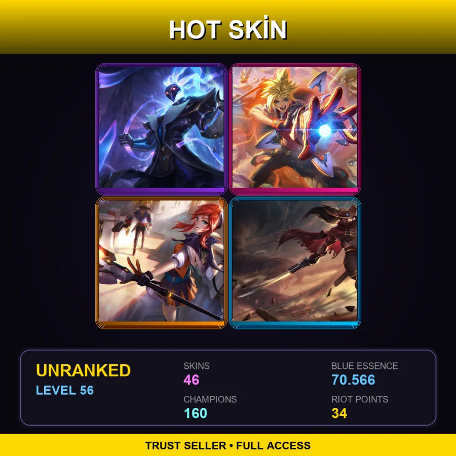 SG | Lv56 | Unranked | 46 Skin | 160 Champ