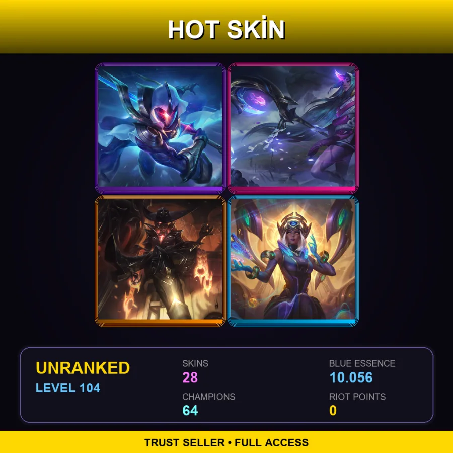 LAS | Lv104 | Unranked | 28 Skin | 64 Champ — Demacia Vice Garen