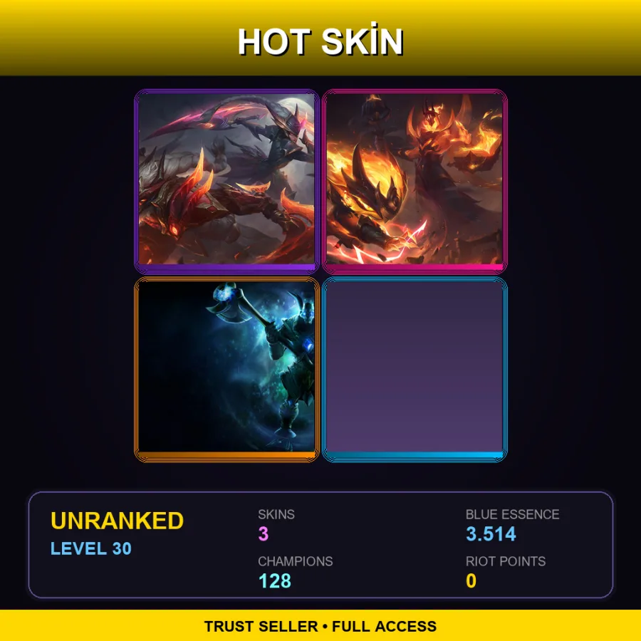VN | Lv30 | Unranked | 3 Skin | 128 Champ