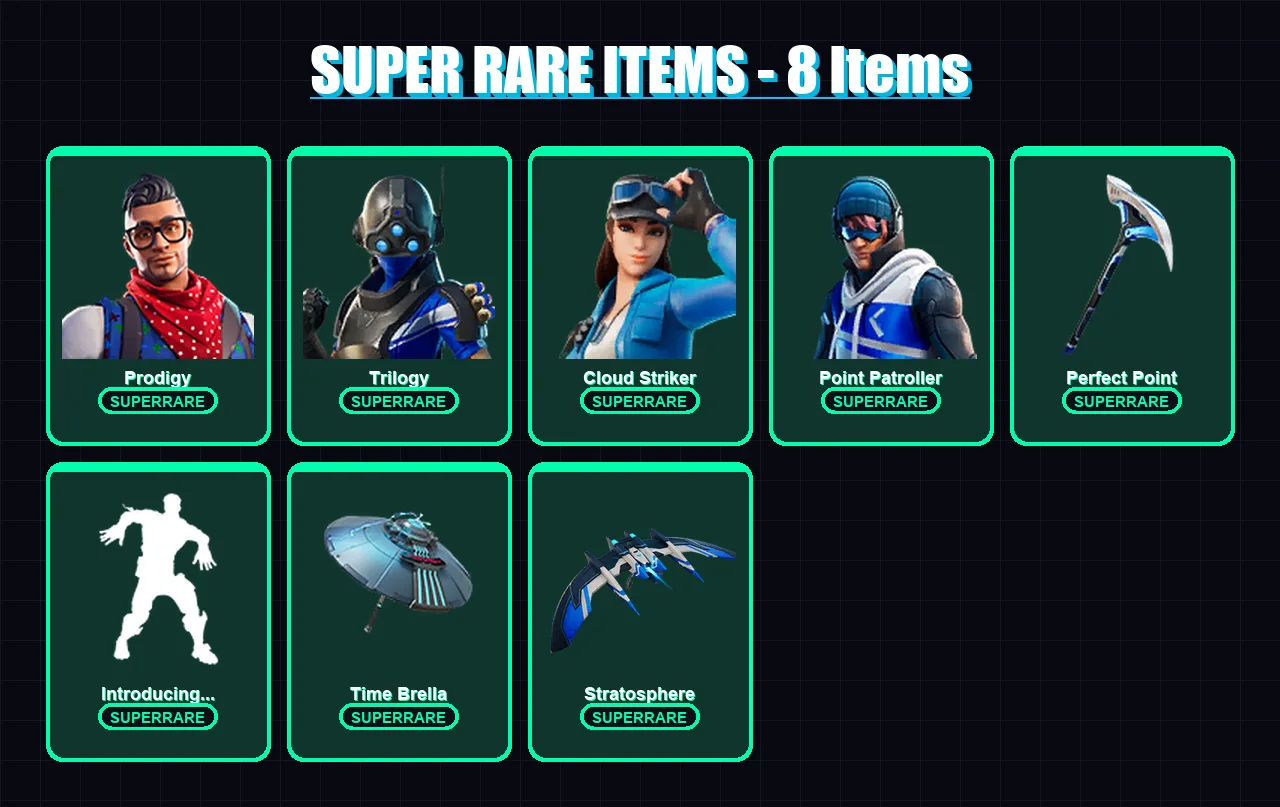 [PC/XBOX] | Prodigy | Trilogy | Cloud Striker | Point Patroller | Mandalorian | 52 skin | 101 pickaxe | 57 emote | 72 glider | Lv1285