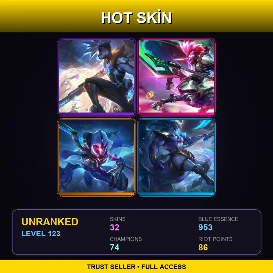 LAS | Lv123 | Unranked | 32 Skin | 74 Champ — LoL account