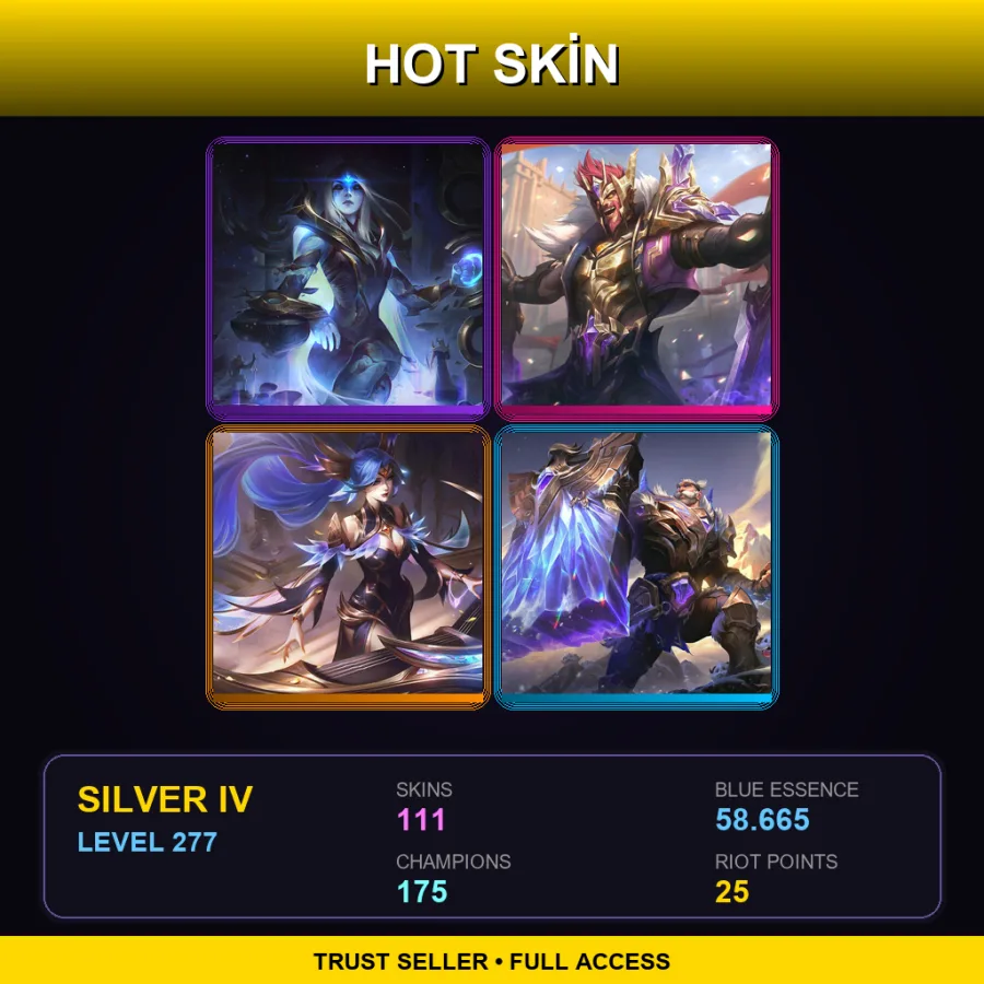 EUW | Lv277 | Silver IV | 111 Skin | 175 Champ