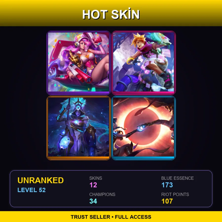 EUNE | Lv52 | Unranked | 12 Skin | 34 Champ