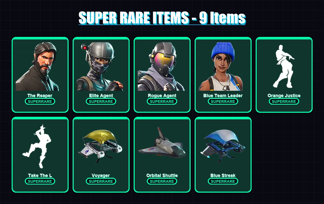[PC/XBOX/PSN] | The Reaper | Elite Agent | Rogue Agent | Blue Team Leader | The Visitor | 17 skin | 14 pickaxe | 23 emote | 23 glider | Lv340