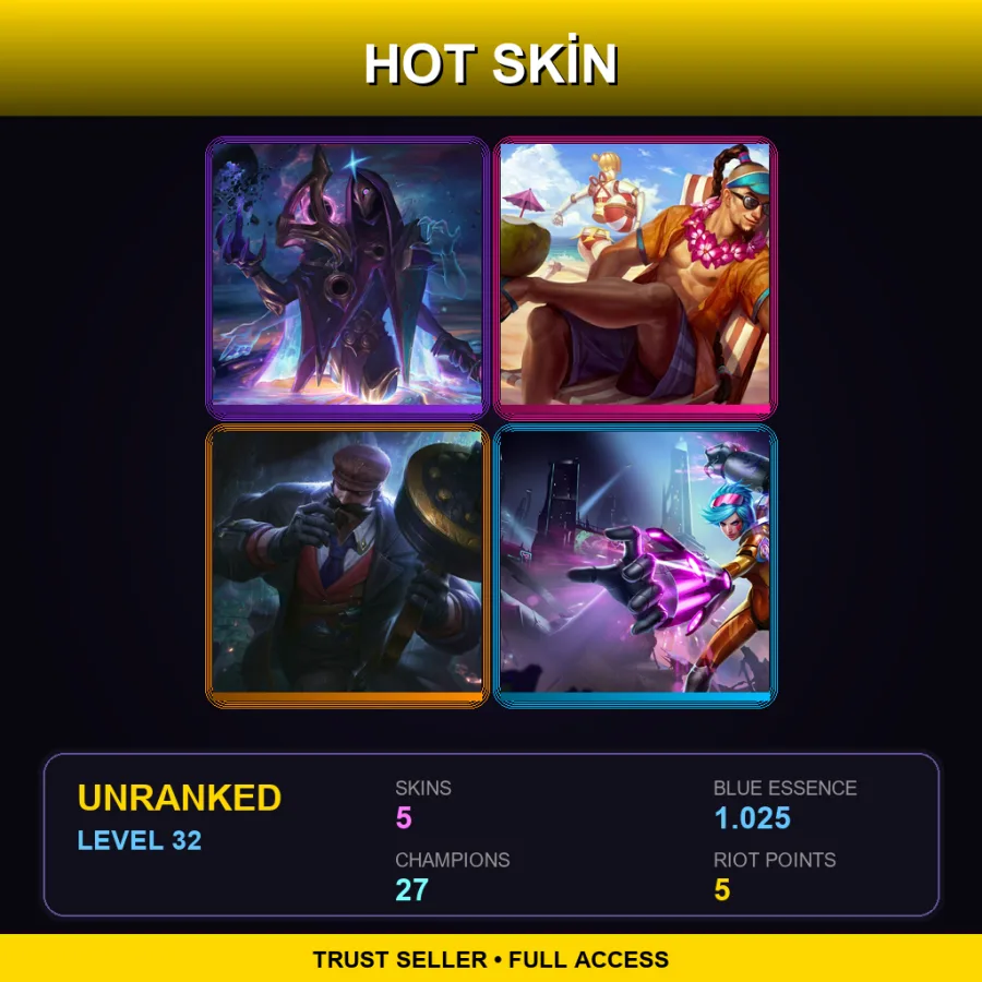 EUW | Lv32 | Unranked | 5 Skin | 27 Champ