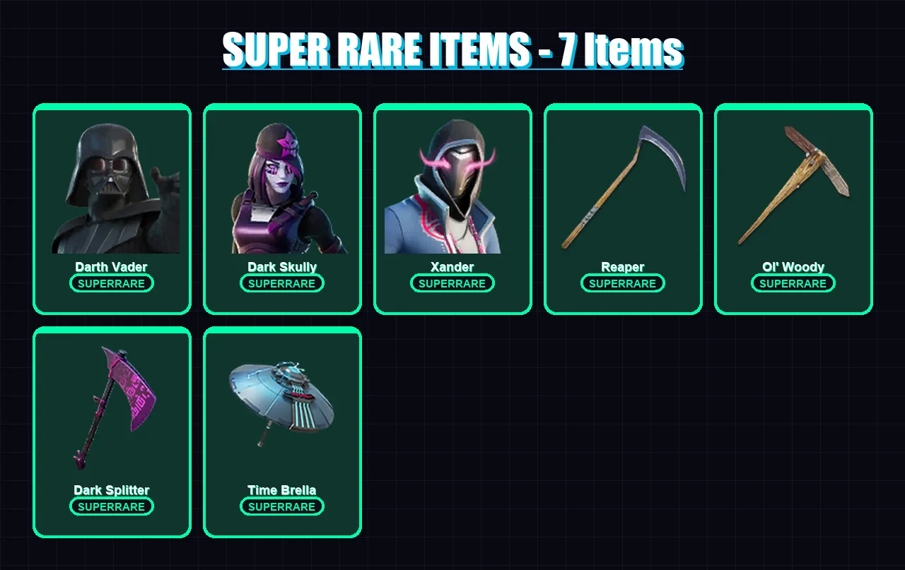 [PC/XBOX/PSN] | Darth Vader | Dark Skully | Xander | Valeria | Spectra Knight | 145 skin | 211 pickaxe | 135 emote | 150 glider | Lv3111