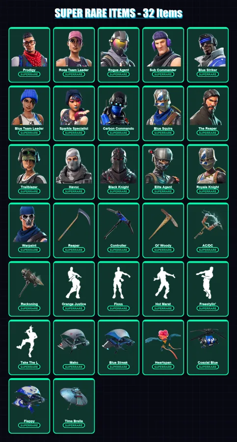 [PS4/PS5/XBOX/PC] | Prodigy | Rose Team Leader | Rogue Agent | Sub Commander | Blue Striker | 227 skin | 217 pickaxe | 202 emote | 196 glider | Lv28