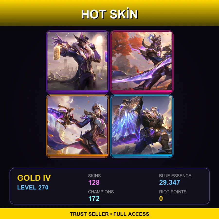 NA | Lv270 | Gold IV | 128 Skin | 172 Champ