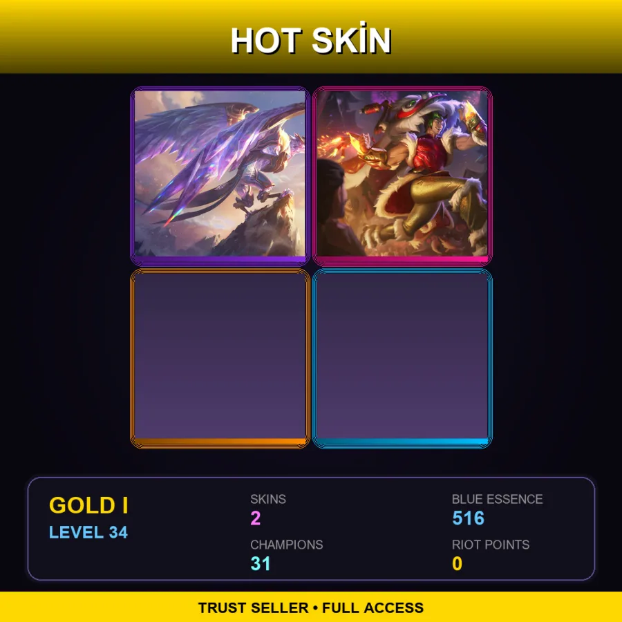EUW | Lv34 | Gold I | 2 Skin | 31 Champ