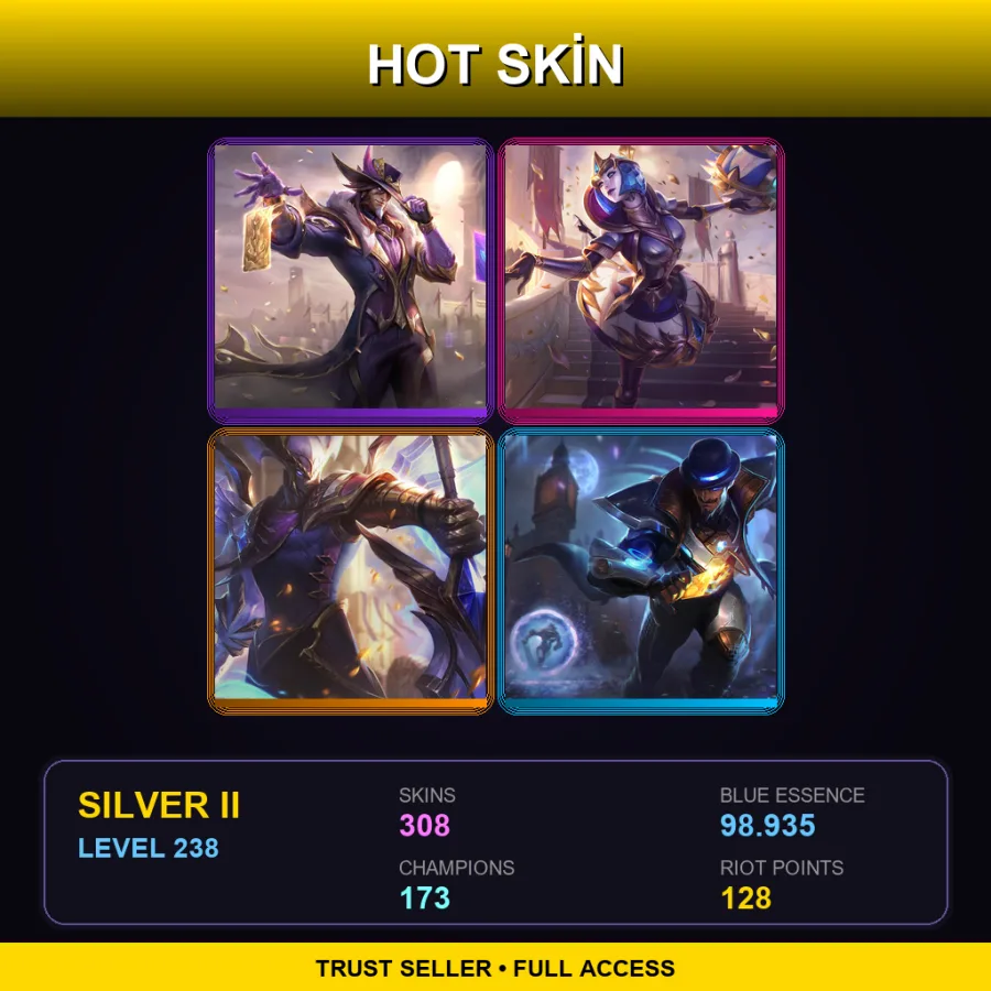 EUW | Lv238 | Silver II | 308 Skin | 173 Champ