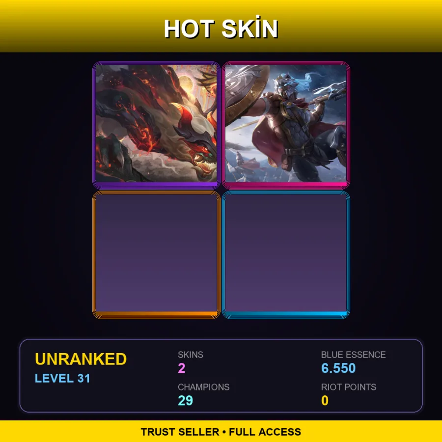 EUNE | Lv31 | Unranked | 2 Skin | 29 Champ — LoL account