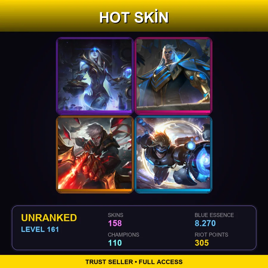 EUW | Lv161 | Unranked | 158 Skin | 110 Champ