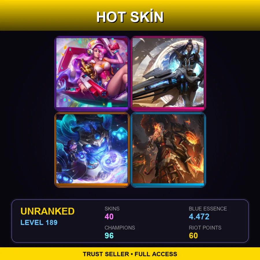 RU | Lv189 | Unranked | 40 Skin | 96 Champ