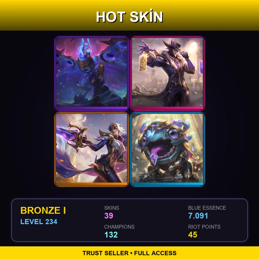 TR | Lv234 | Bronze I | 39 Skin | 132 Champ — LoL account