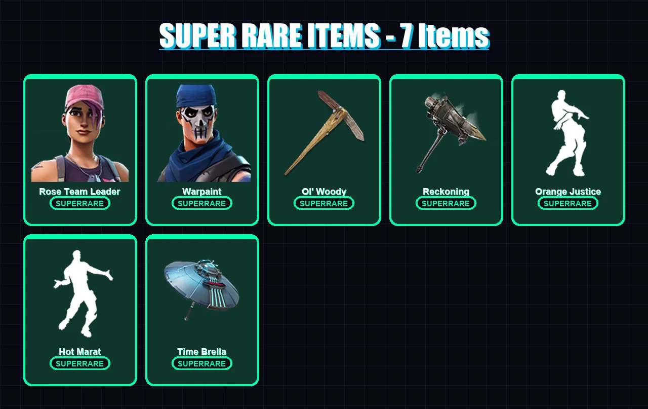 [PC/XBOX/PSN] | Rose Team Leader | Warpaint | The Ice King | The Visitor | Drift | 151 skin | 129 pickaxe | 122 emote | 120 glider | Lv1886