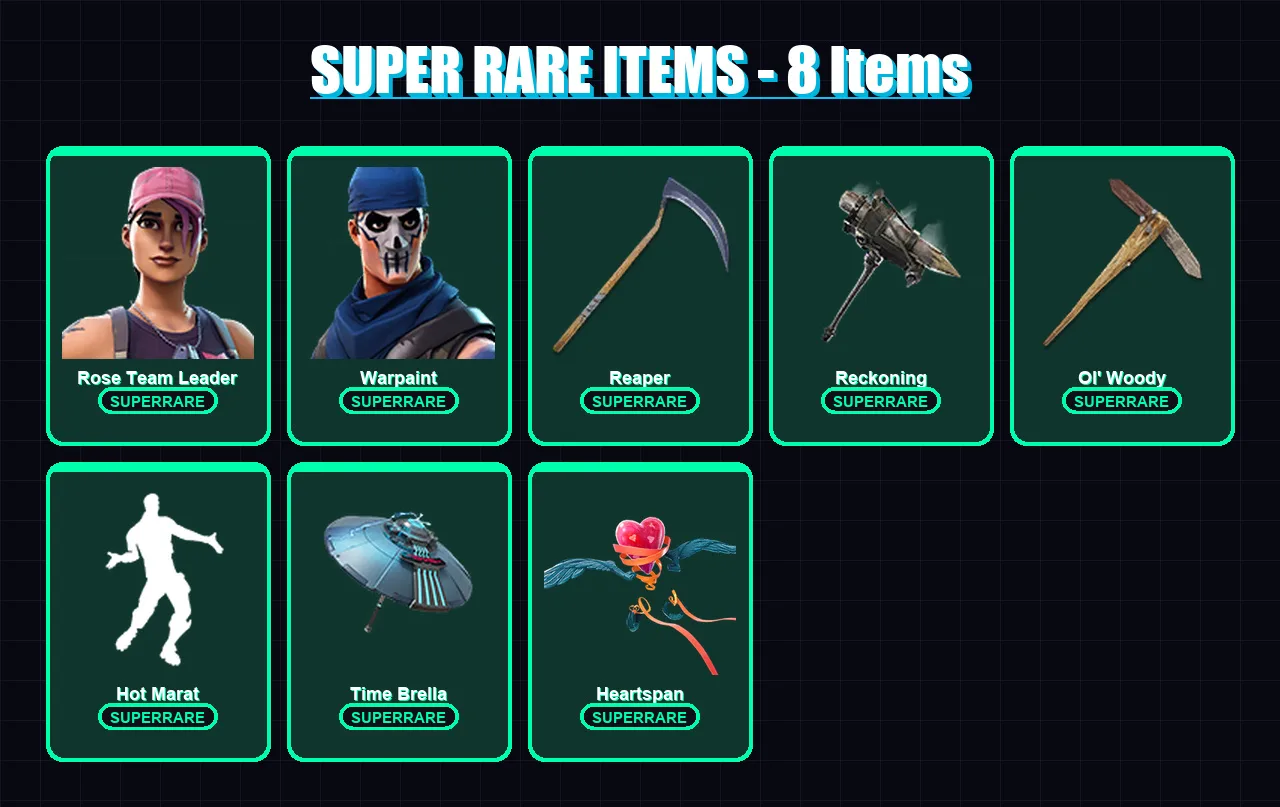 [PC/PSN] | Rose Team Leader | Warpaint | Deadpool | Galaxia | Mandalorian | 183 skin | 234 pickaxe | 184 emote | 190 glider | Lv2867