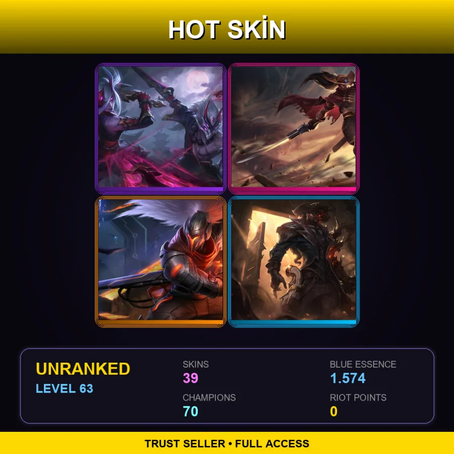VN | Lv63 | Unranked | 39 Skin | 70 Champ