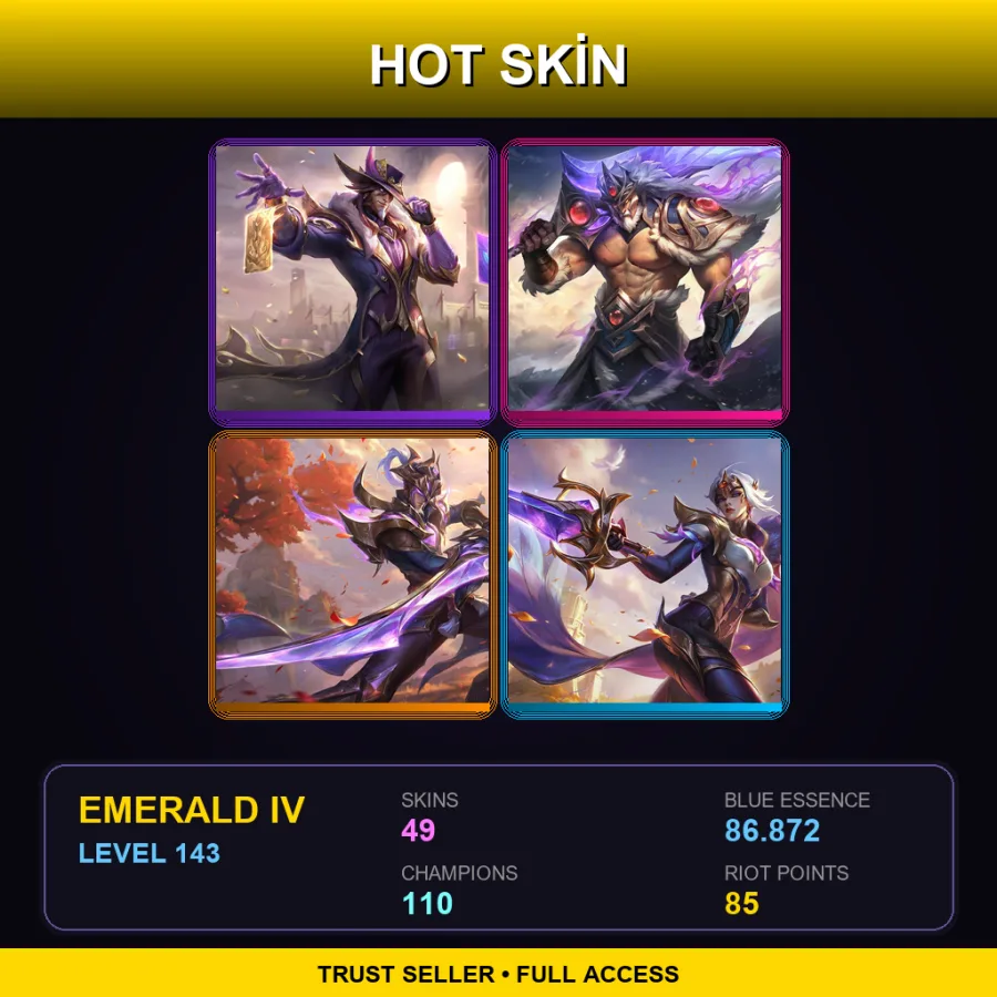 EUNE | Lv143 | Emerald IV | 49 Skin | 110 Champ