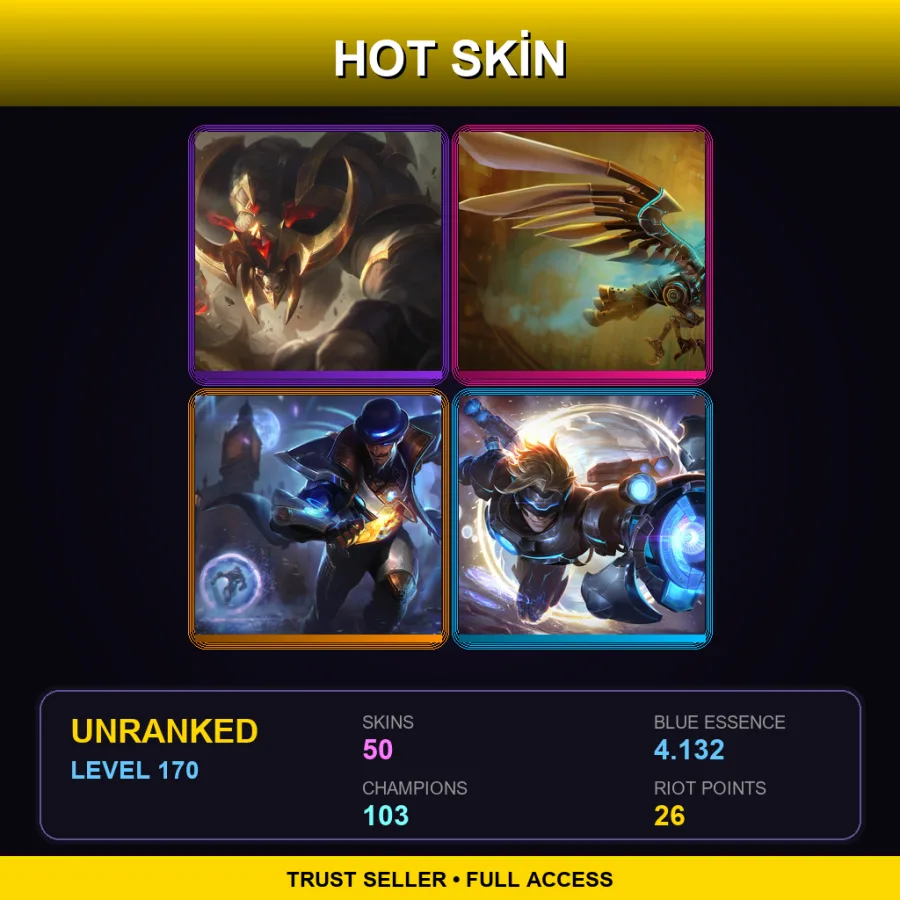 NA | Lv170 | Unranked | 50 Skin | 103 Champ