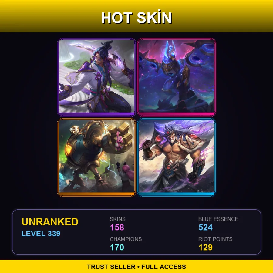 SG | Lv339 | Unranked | 158 Skin | 170 Champ — Coin Emperor Tahm Kench