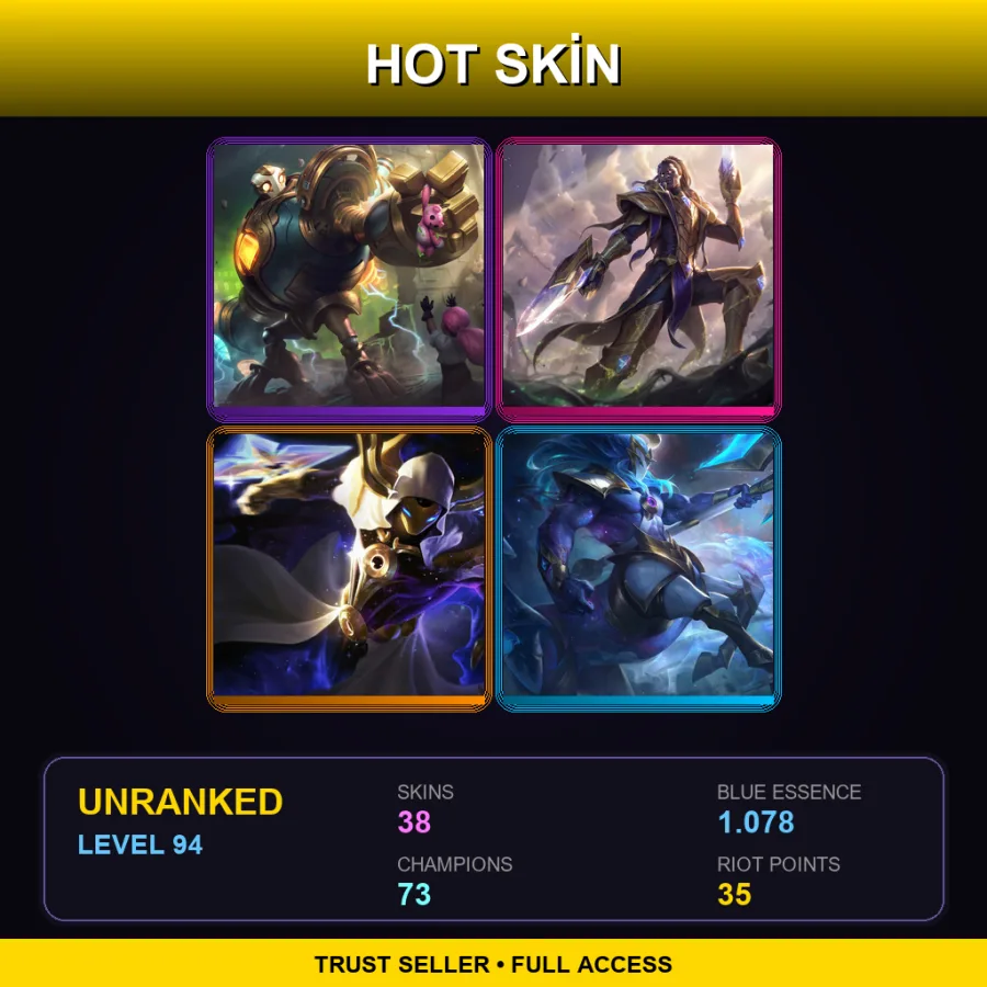 TR | Lv94 | Unranked | 38 Skin | 73 Champ — LoL account