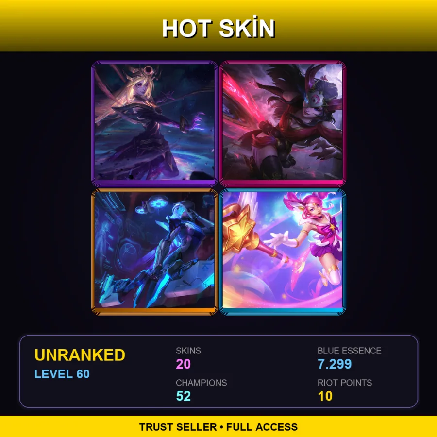 EUNE | Lv60 | Unranked | 20 Skin | 52 Champ — LoL account