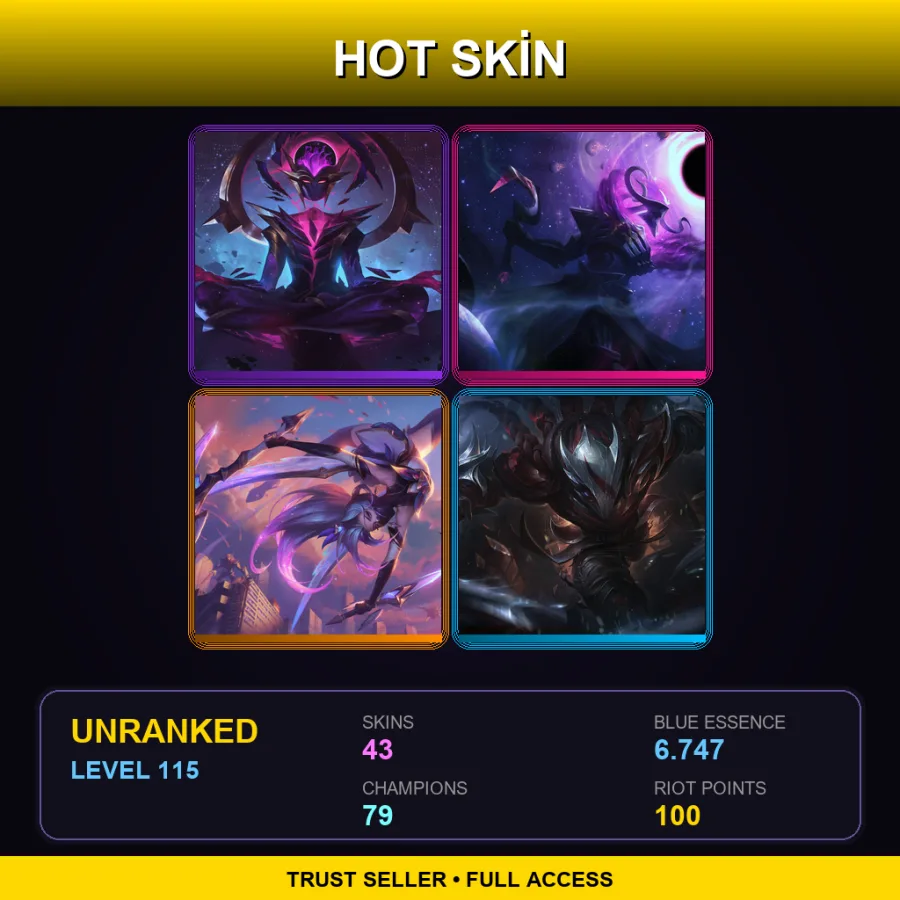 LAS | Lv115 | Unranked | 43 Skin | 79 Champ — LoL account