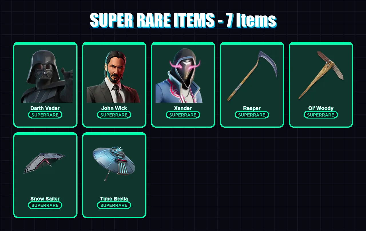 [PS4/PS5/XBOX/PC] | Darth Vader | John Wick | Xander | The Imagined | Nezumi | 153 skin | 231 pickaxe | 157 emote | 155 glider | Lv4010