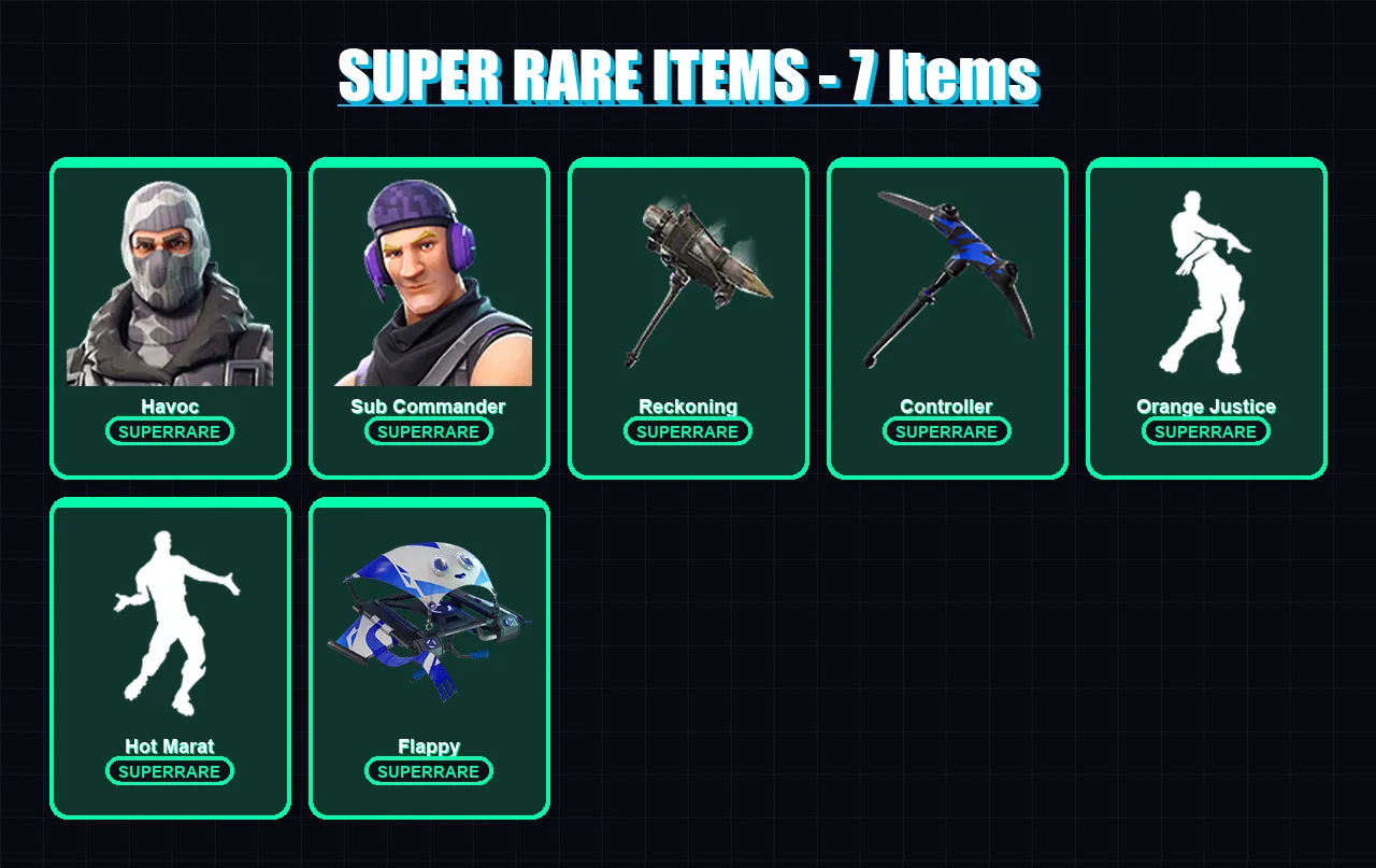 [PS4/PS5/XBOX/PC] | Havoc | Sub Commander | Hybrid | Rox | Sentinel | 56 skin | 99 pickaxe | 80 emote | 90 glider | Lv1267 — Fortnite account
