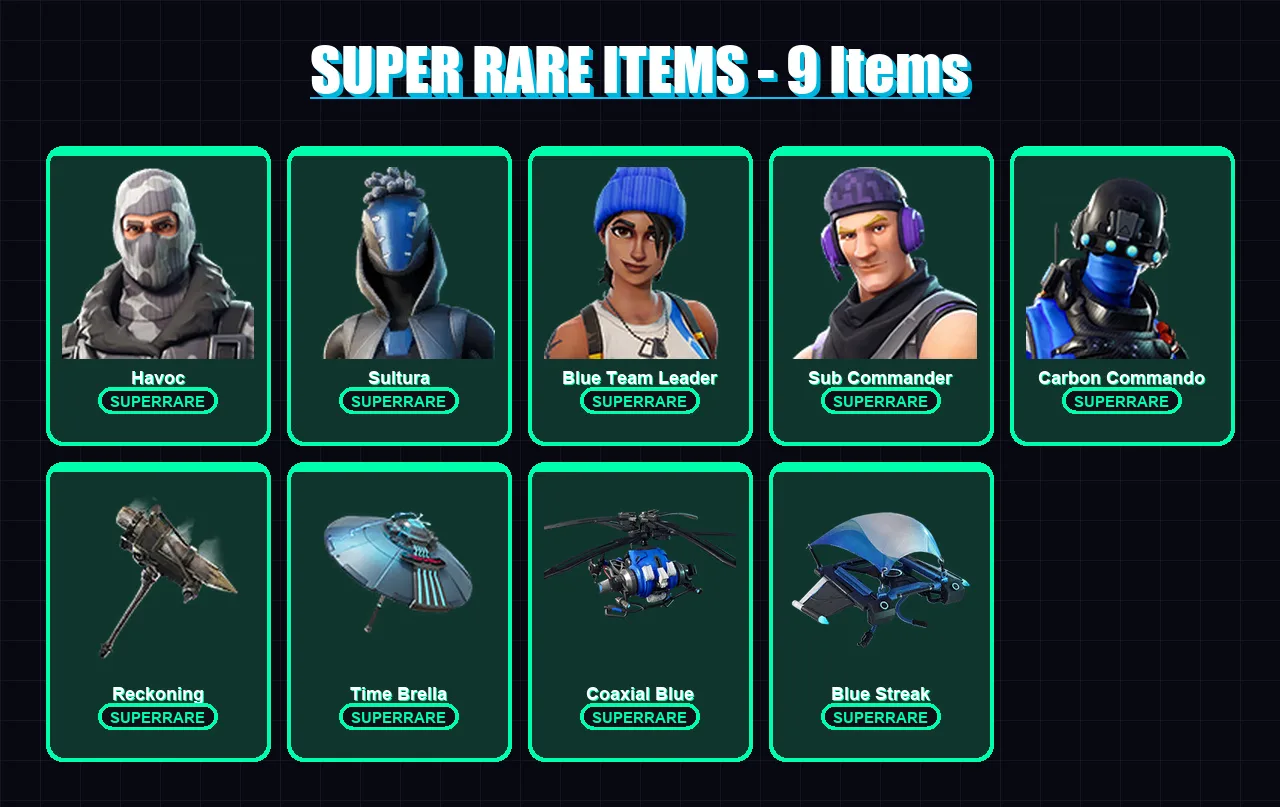 [PS4/PS5/XBOX/PC] | Havoc | Sultura | Blue Team Leader | Sub Commander | Carbon Commando | 28 skin | 26 pickaxe | 30 emote | 36 glider | Lv657 — Fortnite account