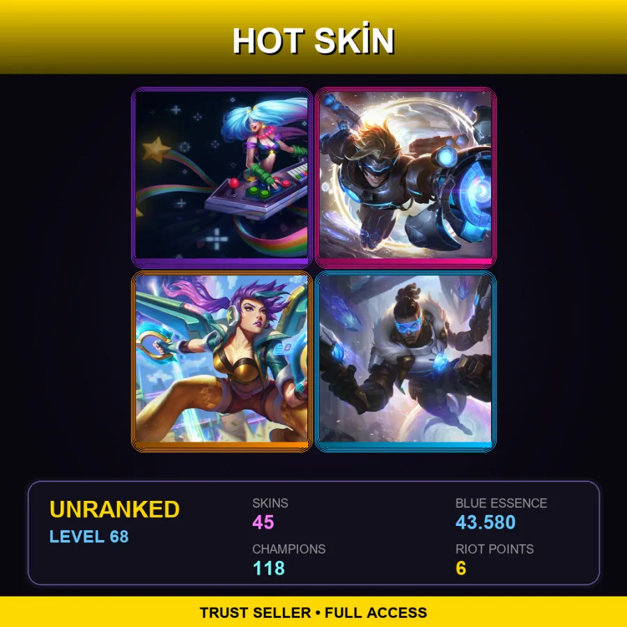 SG | Lv68 | Unranked | 45 Skin | 118 Champ — LoL account