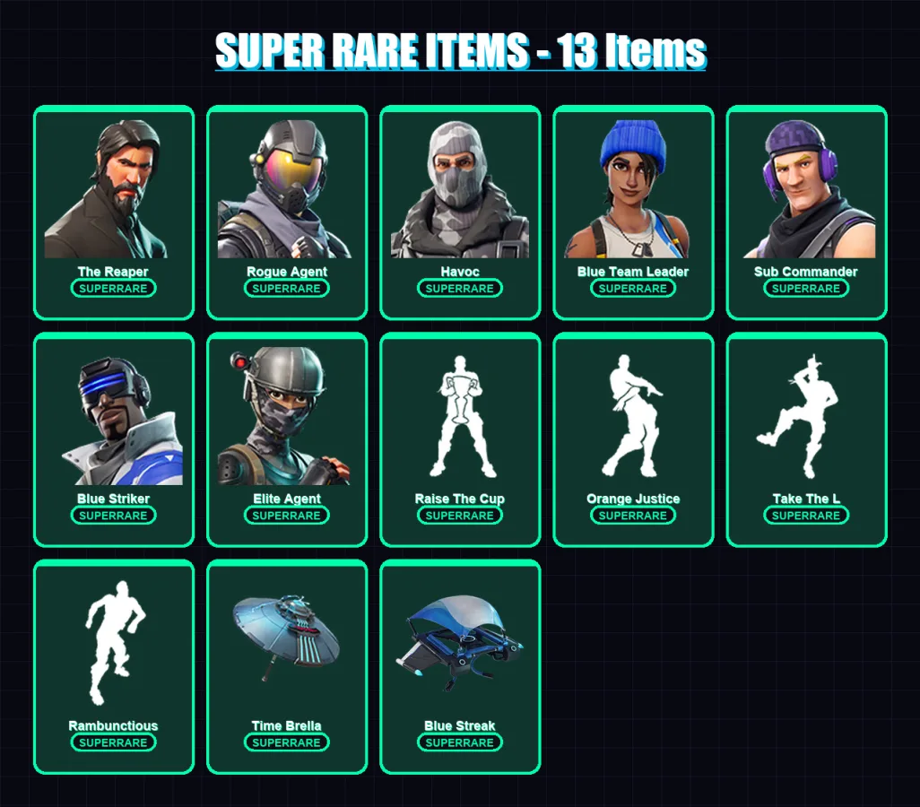 [PS4/PS5/XBOX/PC] | The Reaper | Rogue Agent | Havoc | Blue Team Leader | Sub Commander | 68 skin | 103 pickaxe | 82 emote | 96 glider | Lv1635 — Fortnite account