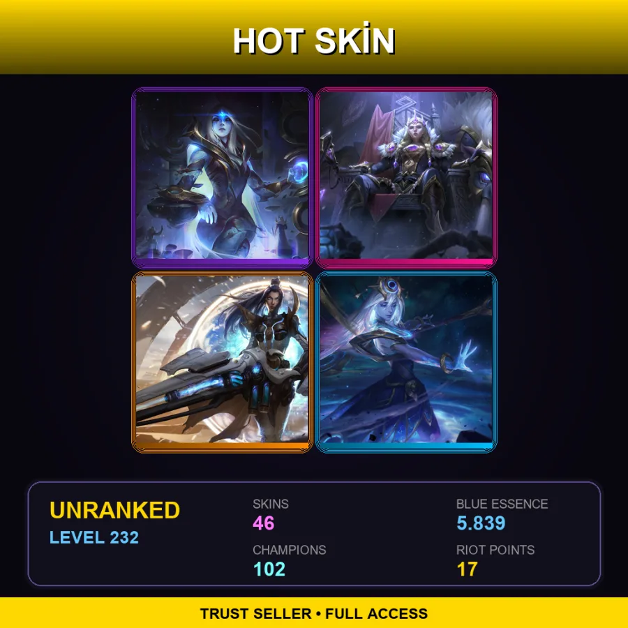 VN | Lv232 | Unranked | 46 Skin | 102 Champ — Woad Ashe