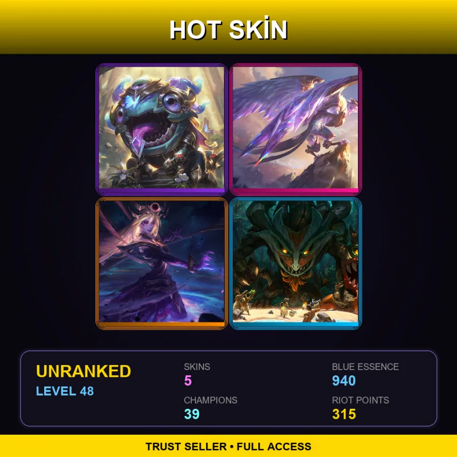 EUW | Lv48 | Unranked | 5 Skin | 39 Champ