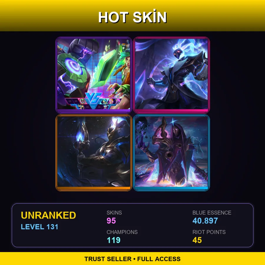 LAN | Lv131 | Unranked | 95 Skin | 119 Champ — LoL account