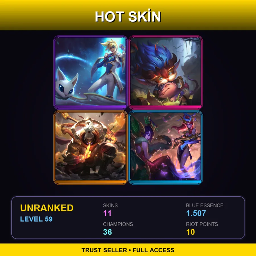 LAN | Lv59 | Unranked | 11 Skin | 36 Champ — LoL account