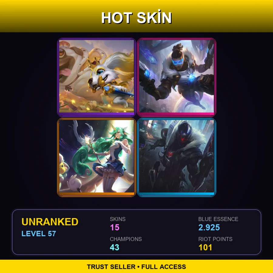 EUW | Lv57 | Unranked | 15 Skin | 43 Champ — Crime City Graves