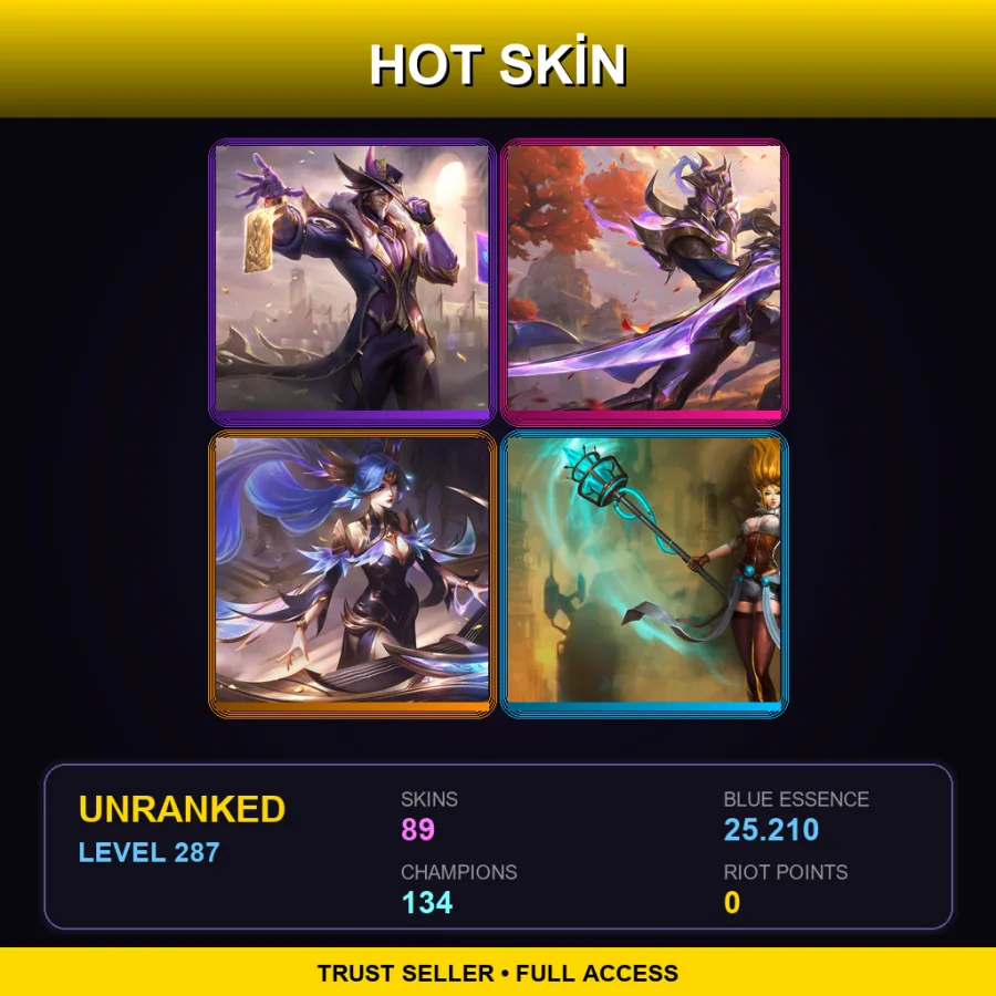 LAN | Victorious Twisted Fate | Victorious Master Yi | Victorious Sona | Hextech Janna | 89 Skin | 134 Champ | Lv287