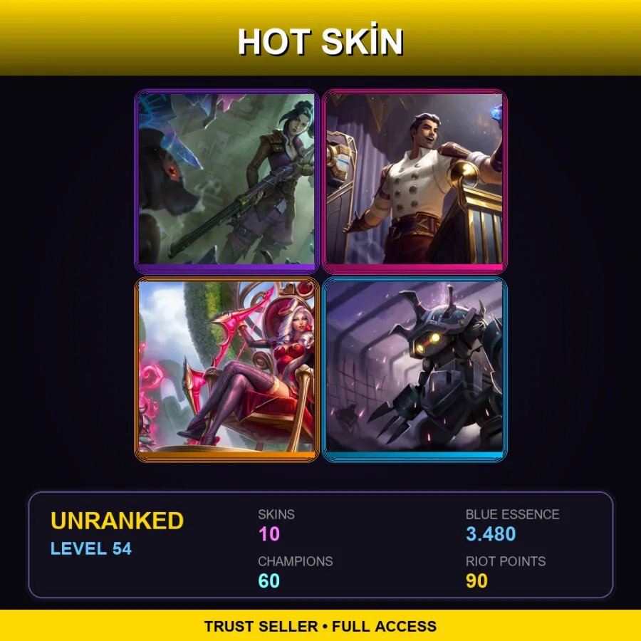 EUW | Lv54 | Unranked | 10 Skin | 60 Champ
