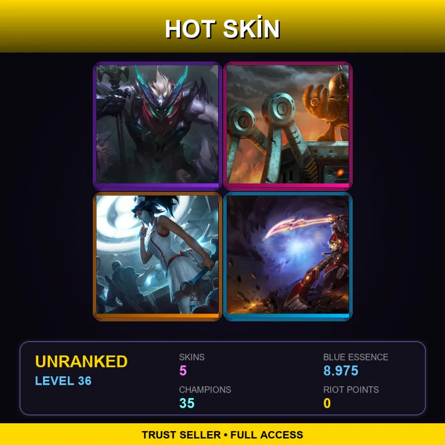 EUW | Lv36 | Unranked | 5 Skin | 35 Champ
