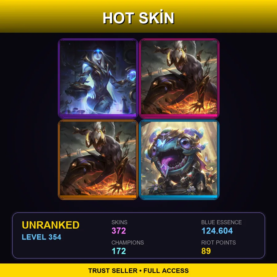 EUW | Lv354 | Unranked | 372 Skin | 172 Champ