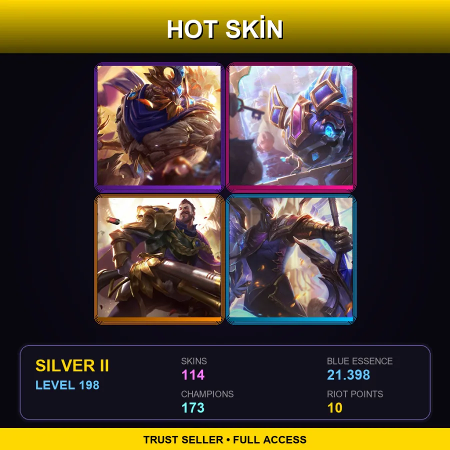 SG | Victorious Maokai | Hextech Kog'Maw | Victorious Graves | Victorious Aatrox | 114 Skin | 173 Champ | Silver II | Lv198