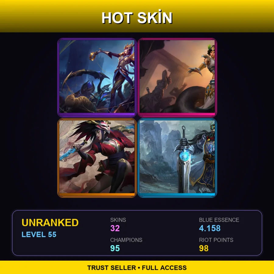 NA | Lv55 | Unranked | 32 Skin | 95 Champ