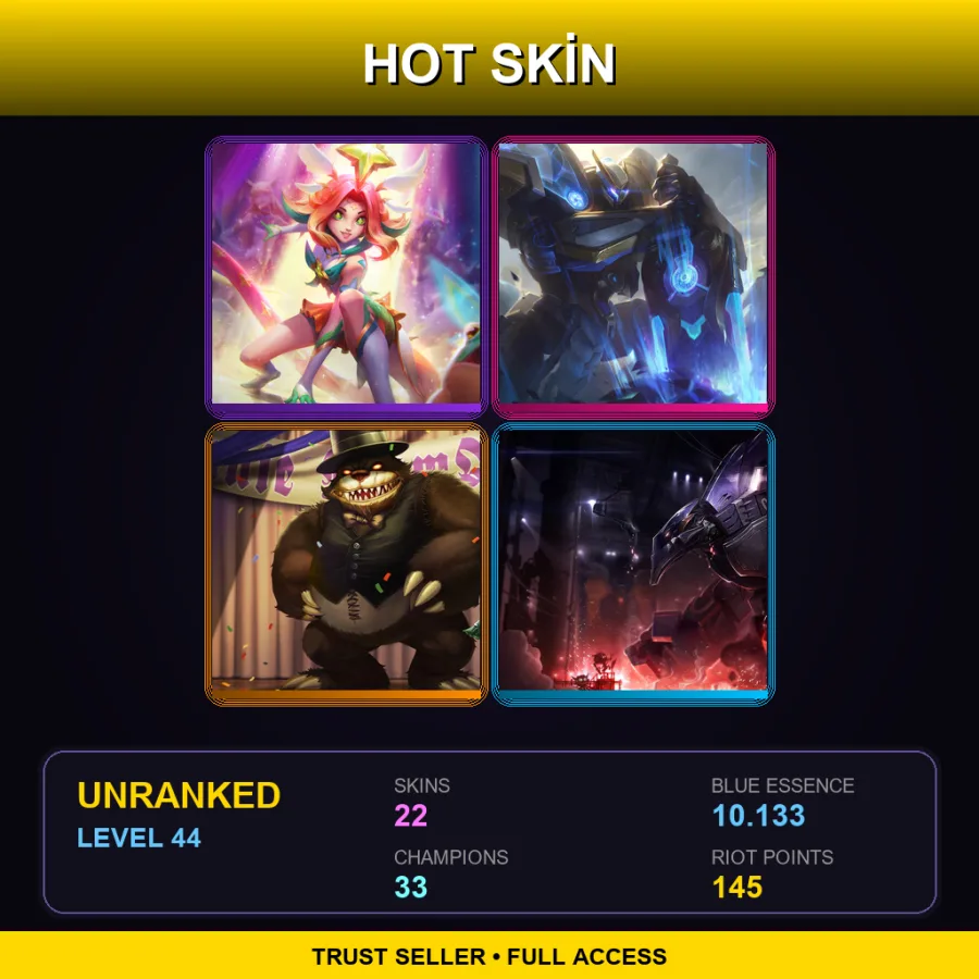 EUW | Lv44 | Unranked | 22 Skin | 33 Champ