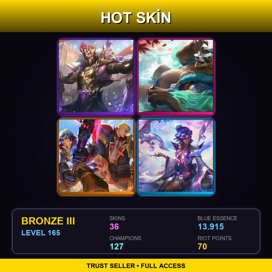 RU | Lv165 | Bronze III | 36 Skin | 127 Champ