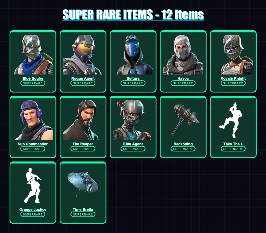 [PS4/PS5/XBOX/PC] | Blue Squire | Rogue Agent | Sultura | Havoc | Royale Knight | 47 skin | 42 pickaxe | 48 emote | 49 glider | Lv656