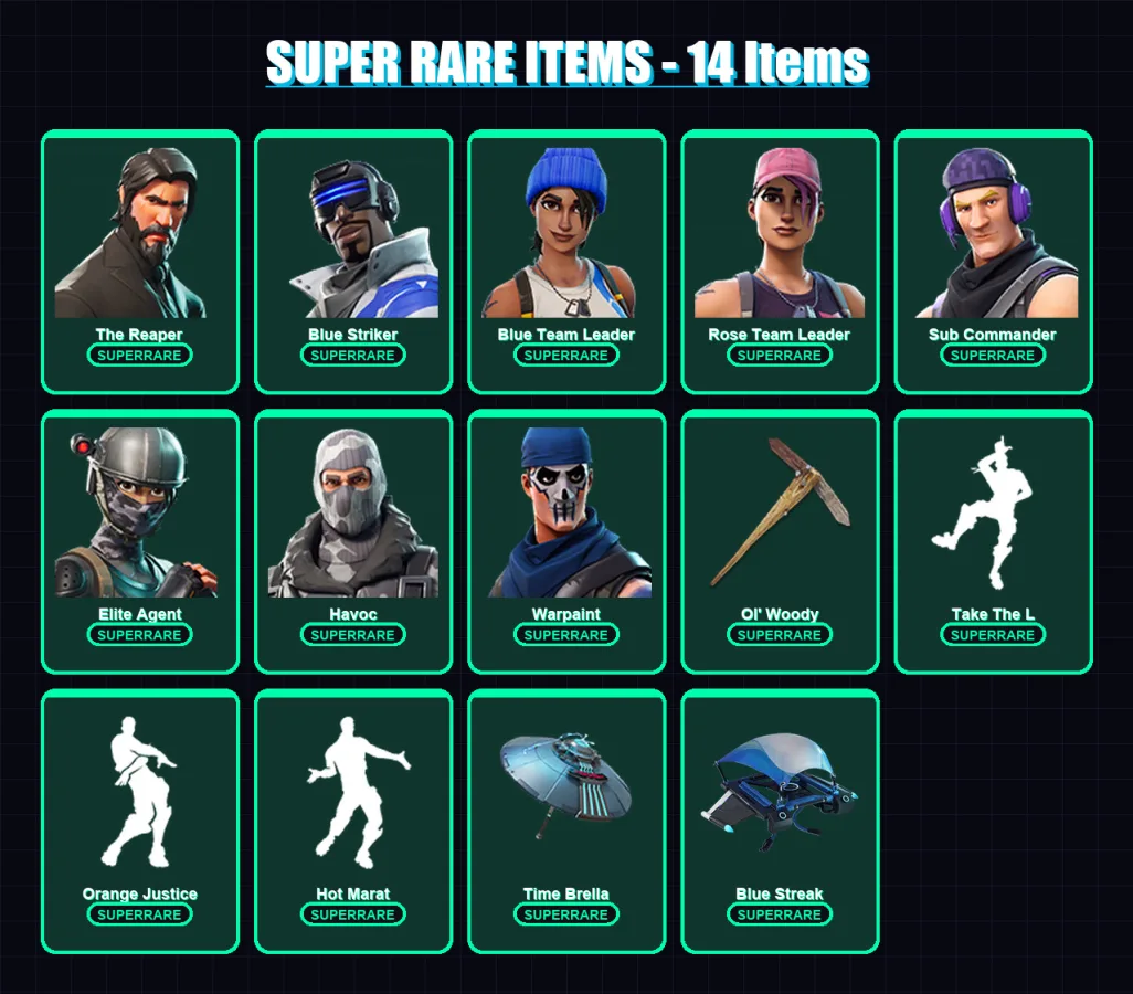 [PC/XBOX] | The Reaper | Blue Striker | Blue Team Leader | Rose Team Leader | Sub Commander | 78 skin | 72 pickaxe | 72 emote | 78 glider | Lv1022 — Fortnite account