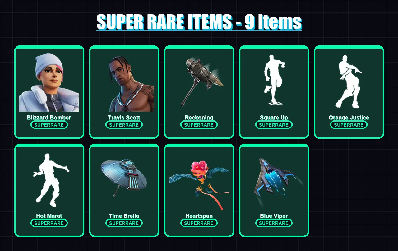 [PC/XBOX/PSN] | Blizzard Bomber | Travis Scott | Drift | Enforcer | Renzo the Destroyer | 32 skin | 58 pickaxe | 54 emote | 66 glider | Lv933