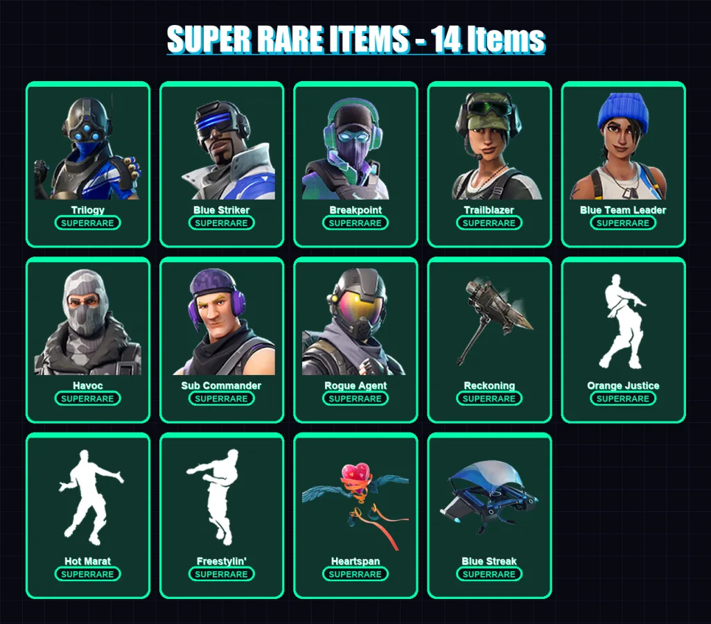 [PS4/PS5/XBOX/PC] | Trilogy | Blue Striker | Breakpoint | Trailblazer | Blue Team Leader | 66 skin | 47 pickaxe | 61 emote | 57 glider | Lv824