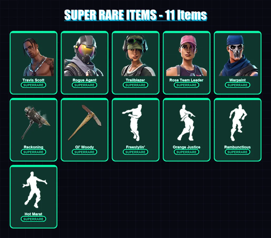 [PC/XBOX/PSN] | Travis Scott | Rogue Agent | Trailblazer | Rose Team Leader | Warpaint | 155 skin | 144 pickaxe | 132 emote | 111 glider | Lv1352